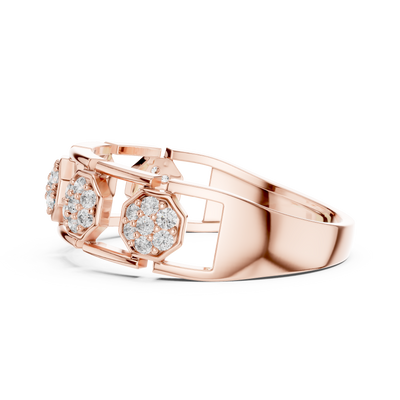 Lunavienne Triple-Cluster Round Diamond Ring