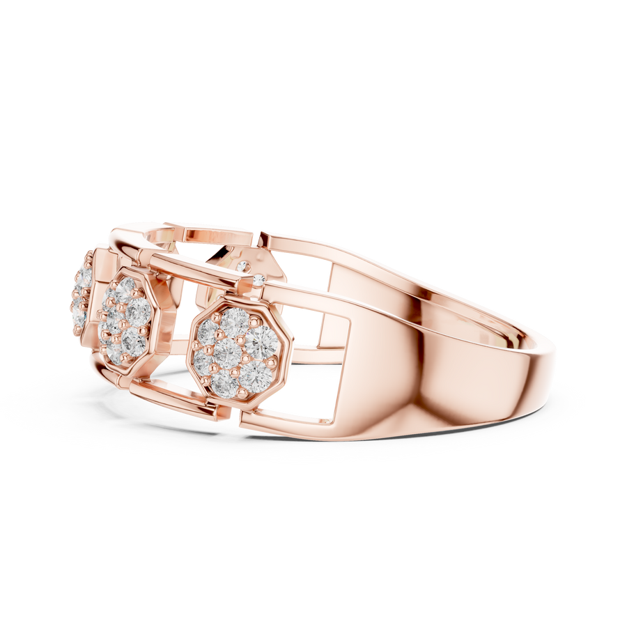 Lunavienne Triple-Cluster Round Diamond Ring