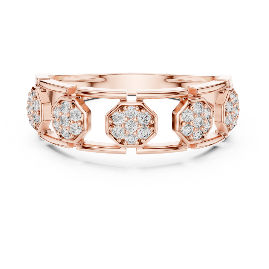 Lunavienne Triple-Cluster Round Diamond Ring