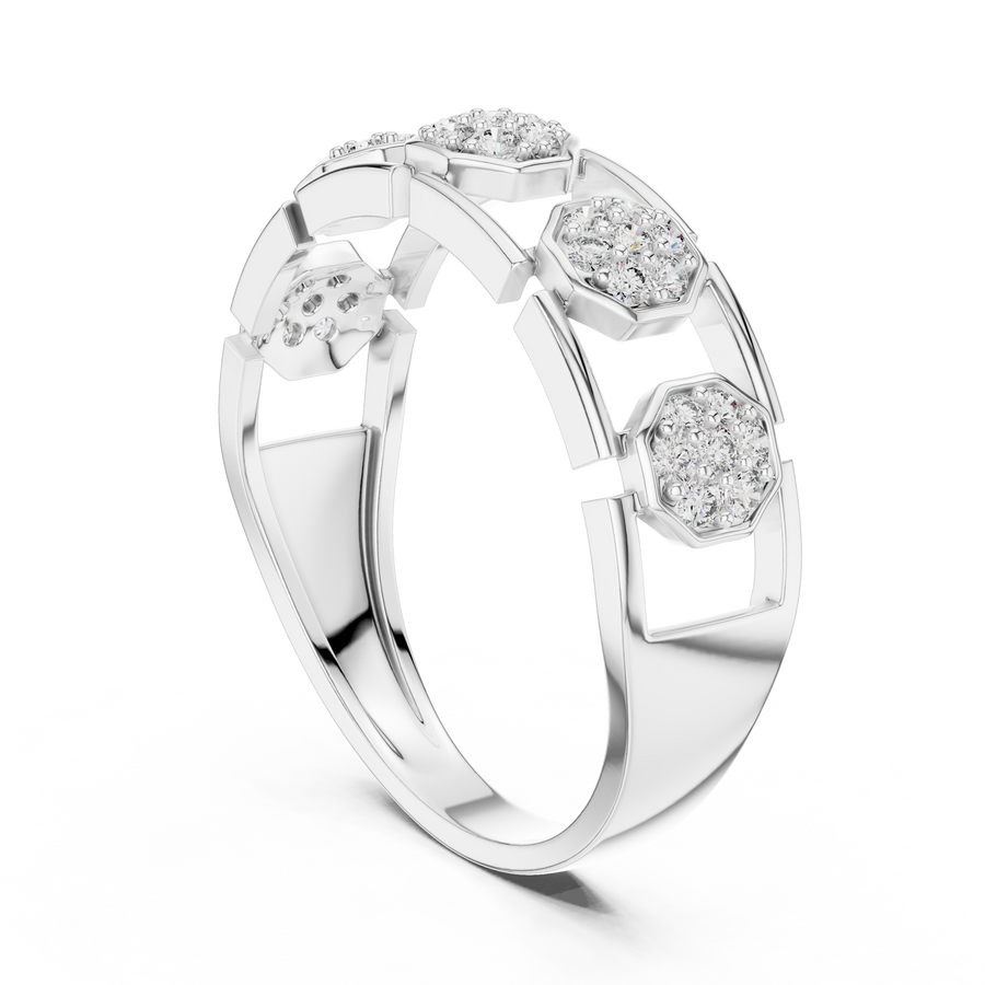 Lunavienne Triple-Cluster Round Diamond Ring