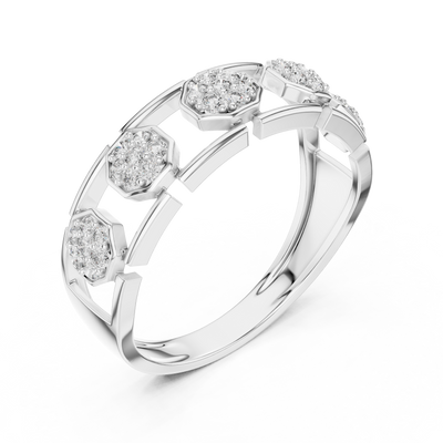Lunavienne Triple-Cluster Round Diamond Ring