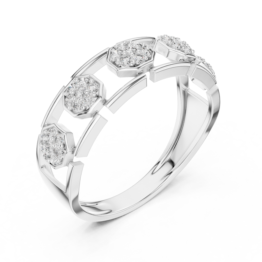 Lunavienne Triple-Cluster Round Diamond Ring