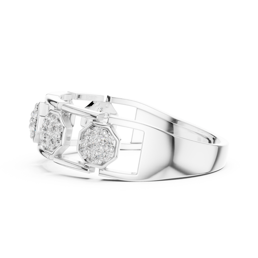 Lunavienne Triple-Cluster Round Diamond Ring