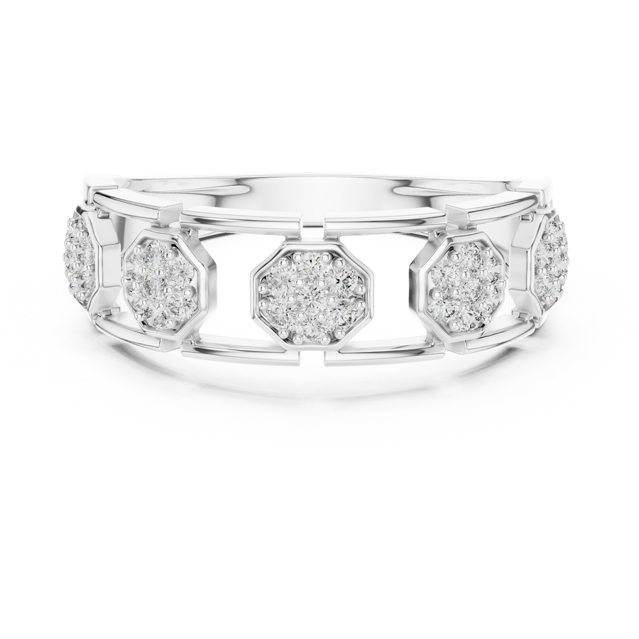 Lunavienne Triple-Cluster Round Diamond Ring