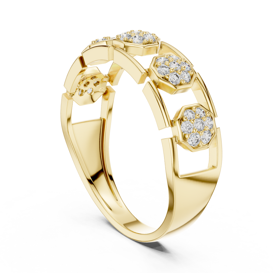 Lunavienne Triple-Cluster Round Diamond Ring