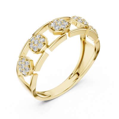 Lunavienne Triple-Cluster Round Diamond Ring
