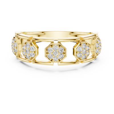 Lunavienne Triple-Cluster Round Diamond Ring
