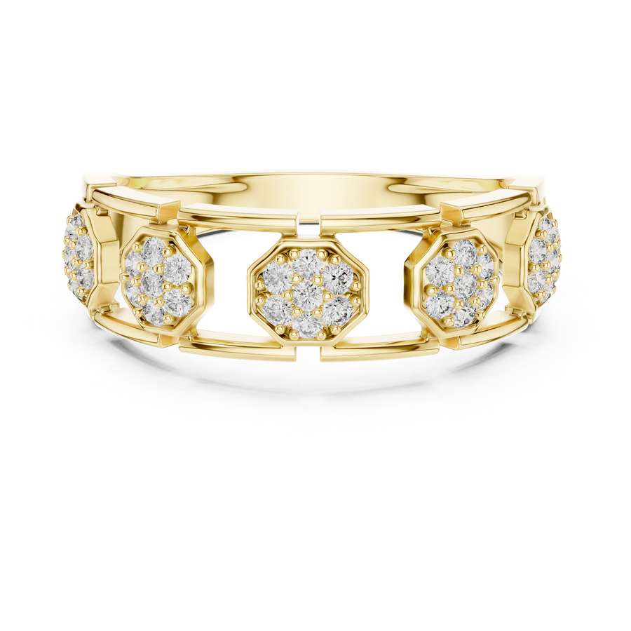 Lunavienne Triple-Cluster Round Diamond Ring
