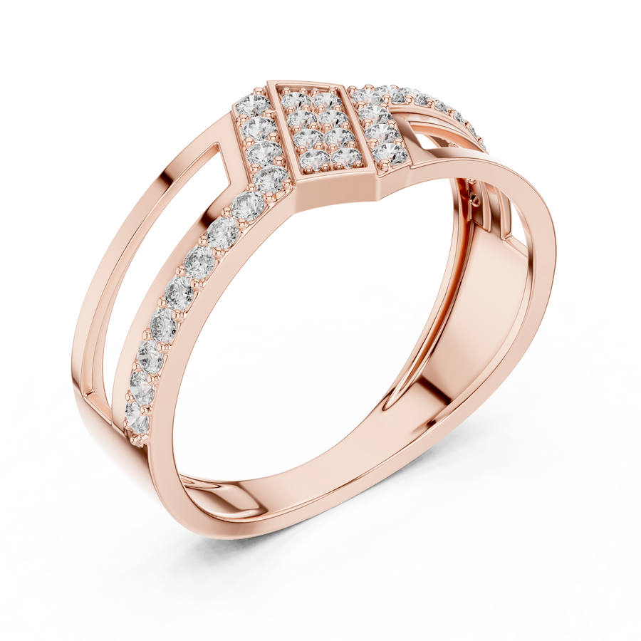 Marivienne Two-Tone Round  Diamond Ring