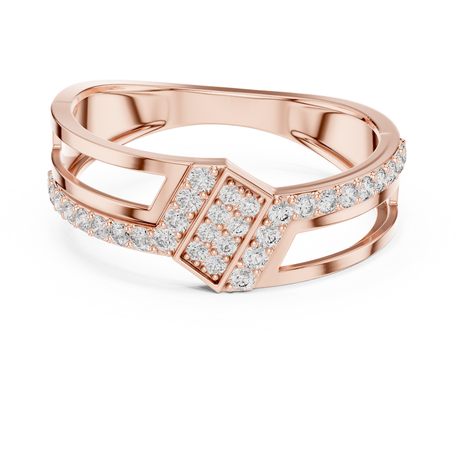 Marivienne Two-Tone Round  Diamond Ring