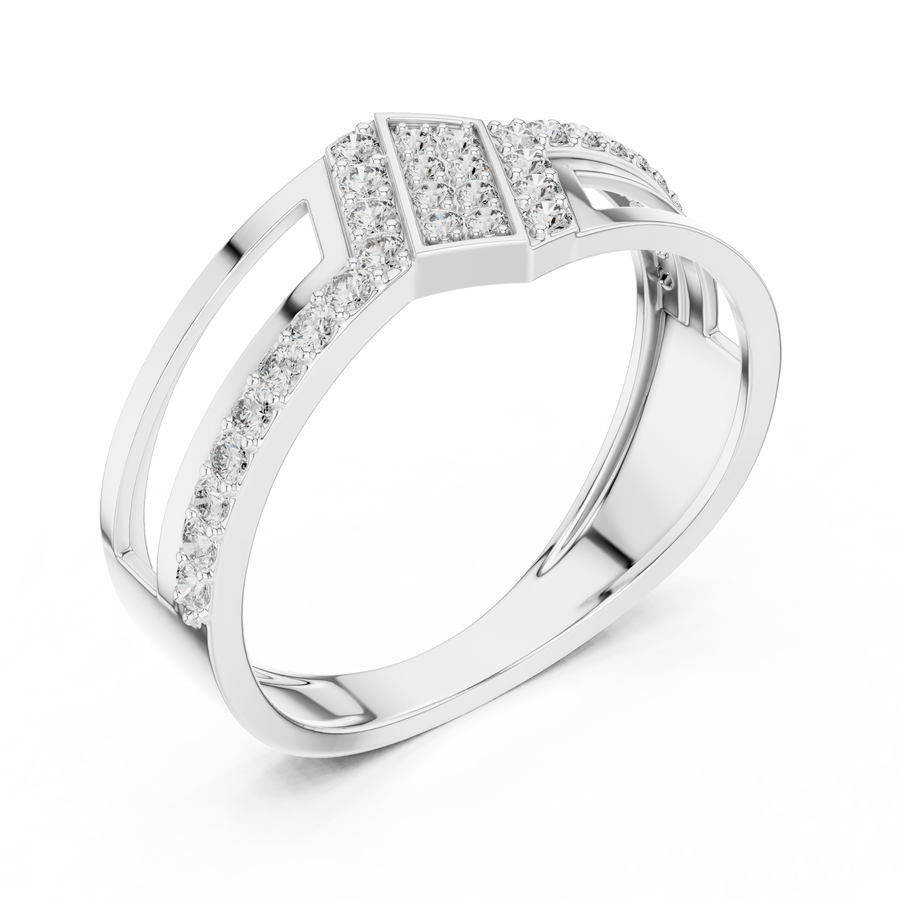 Marivienne Two-Tone Round  Diamond Ring