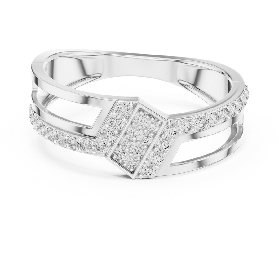 Marivienne Two-Tone Round  Diamond Ring