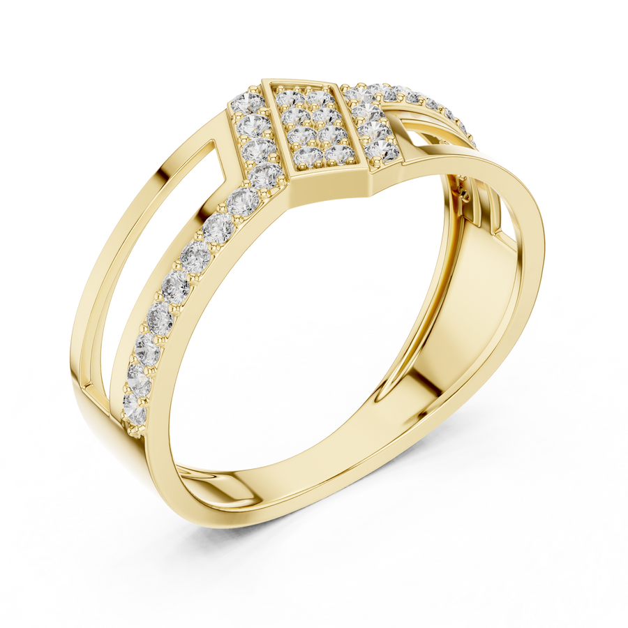 Marivienne Two-Tone Round  Diamond Ring