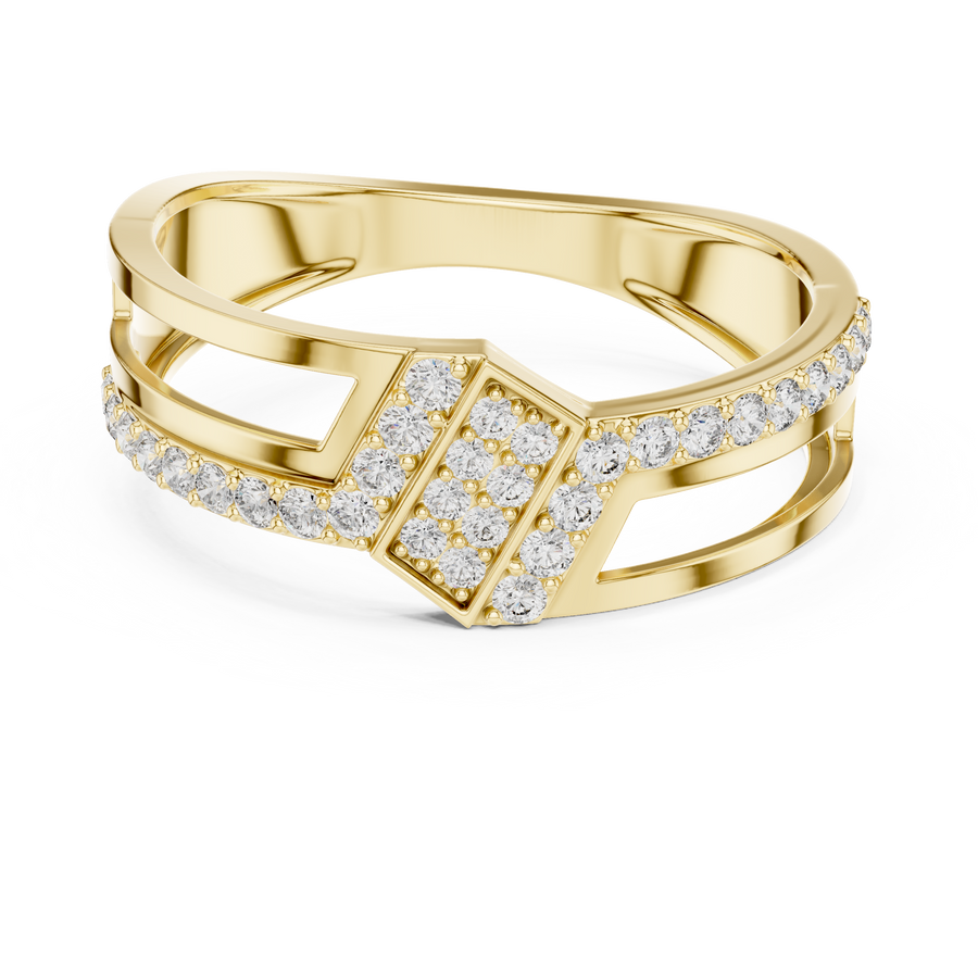 Marivienne Two-Tone Round  Diamond Ring