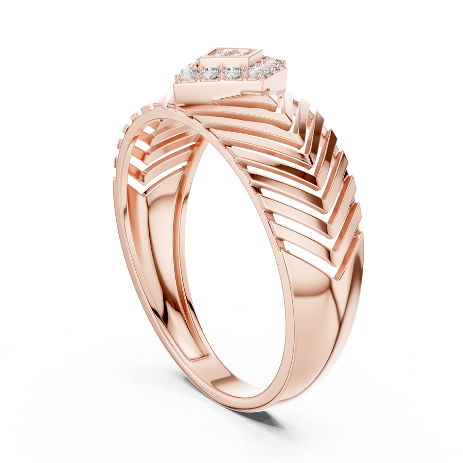 Virellane Chevron Accent Diamond Ring