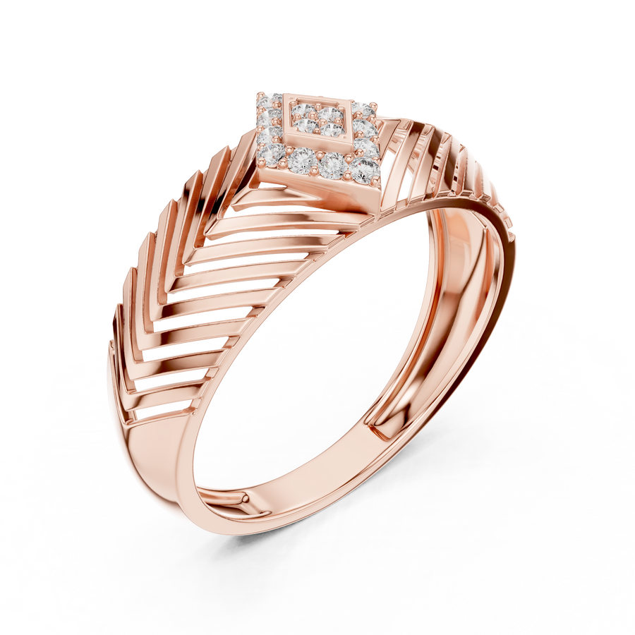 Virellane Chevron Accent Diamond Ring
