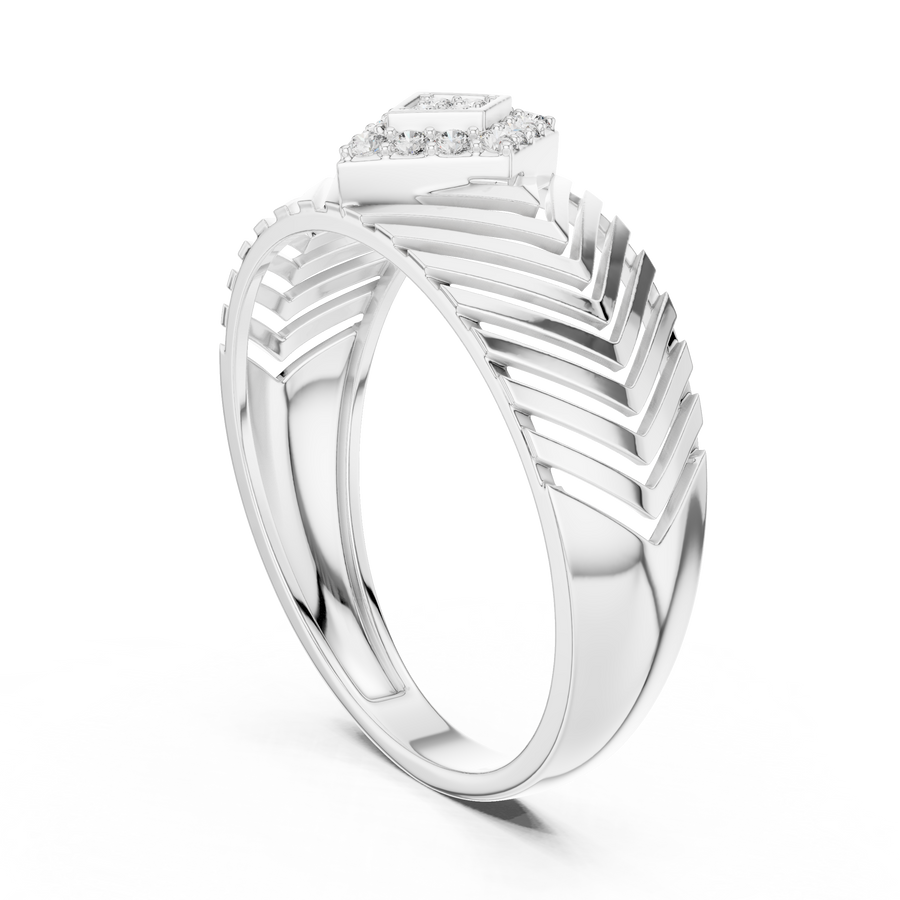 Virellane Chevron Accent Diamond Ring