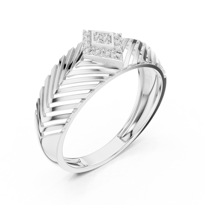 Virellane Chevron Accent Diamond Ring