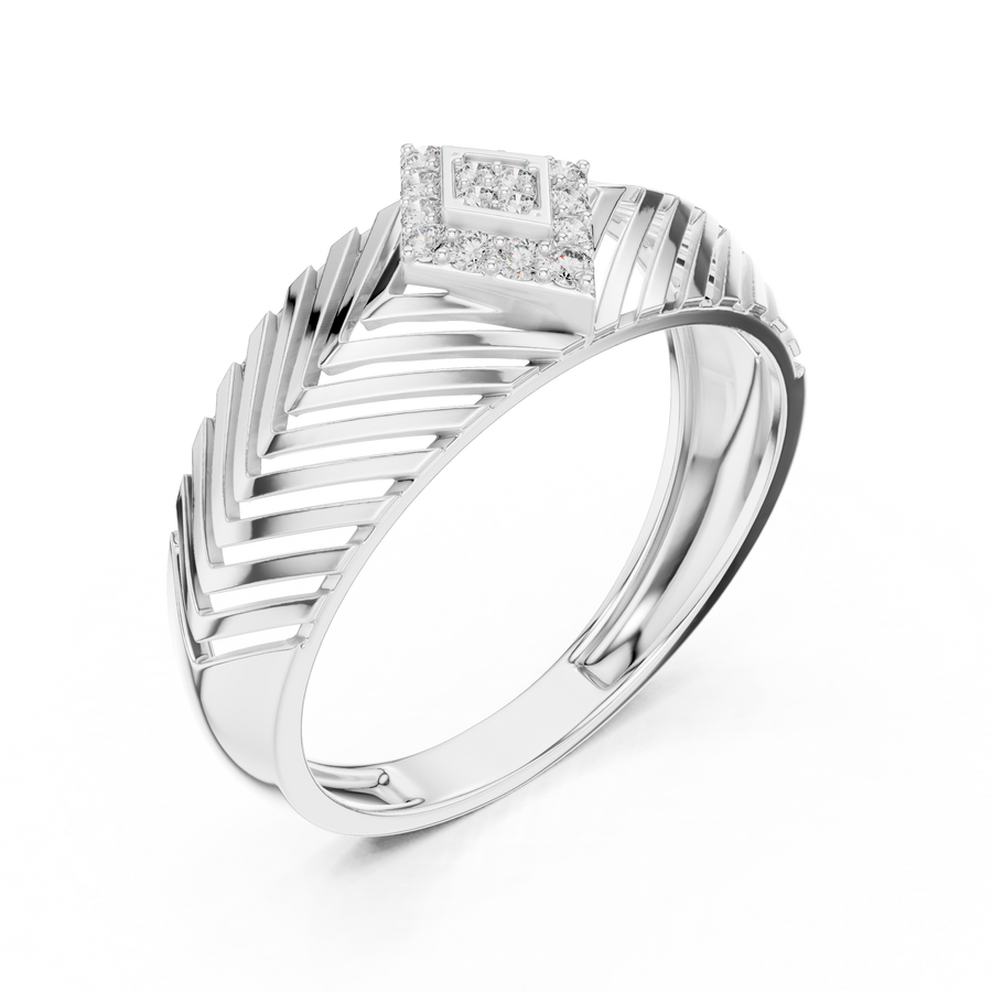Virellane Chevron Accent Diamond Ring
