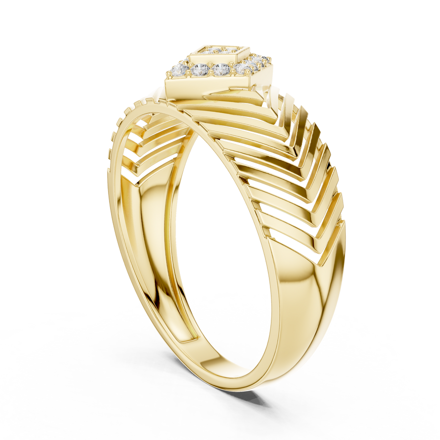 Virellane Chevron Accent Diamond Ring