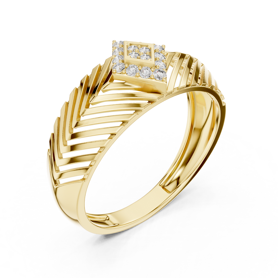Virellane Chevron Accent Diamond Ring