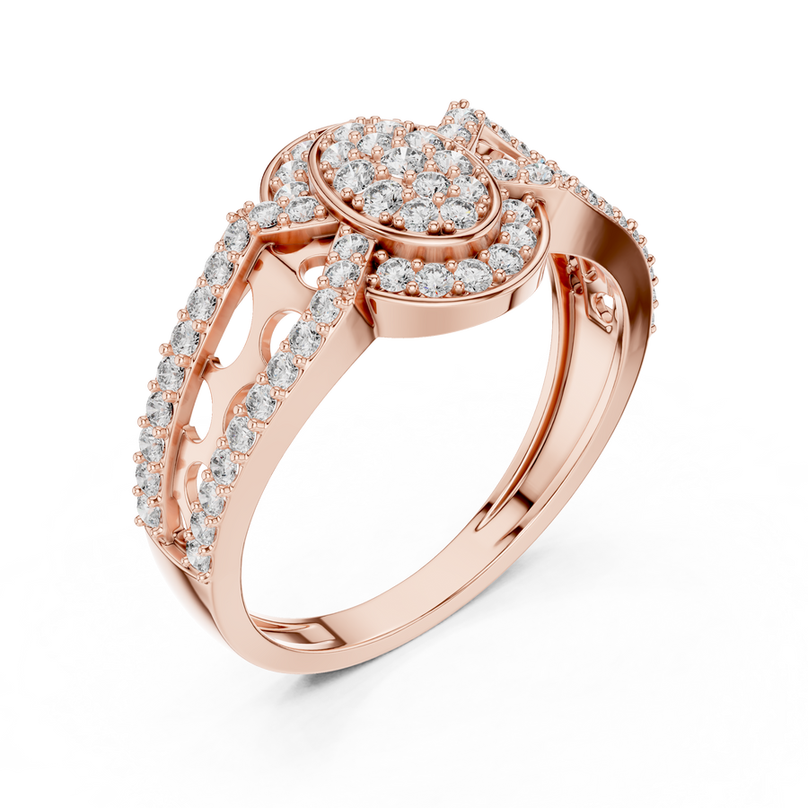 Valerienne Halo Motif Round Diamond Ring