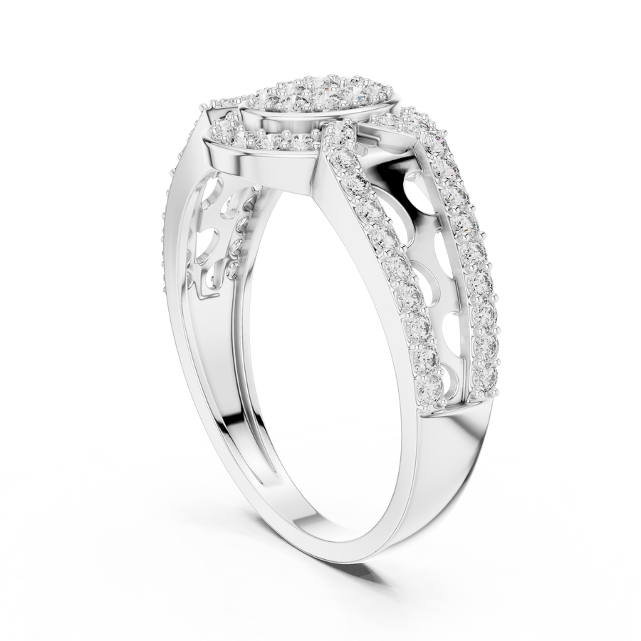 Valerienne Halo Motif Round Diamond Ring