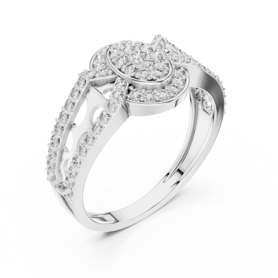 Valerienne Halo Motif Round Diamond Ring