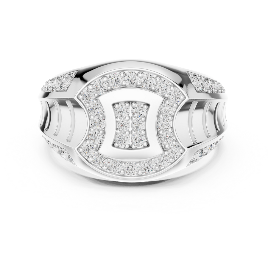 Celestine Oval Crest Round  Diamond Ring