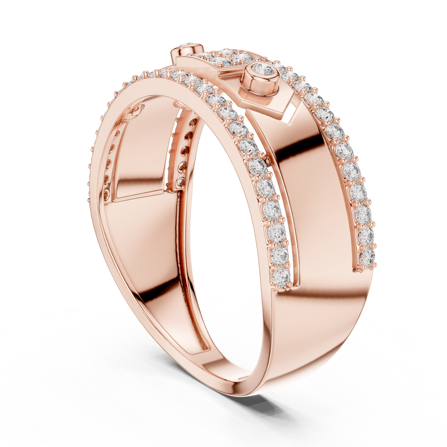 Cyravienne Linear Pavé Band  Diamond Ring