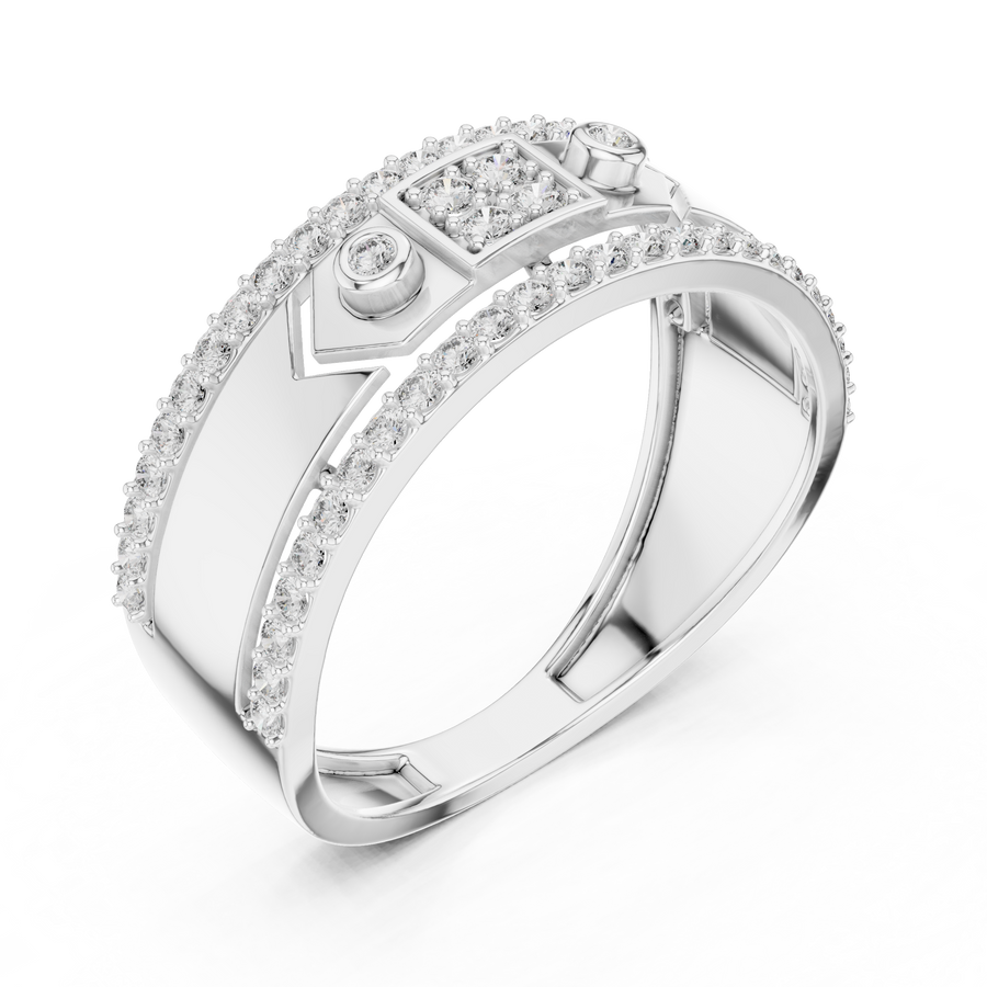 Cyravienne Linear Pavé Band  Diamond Ring