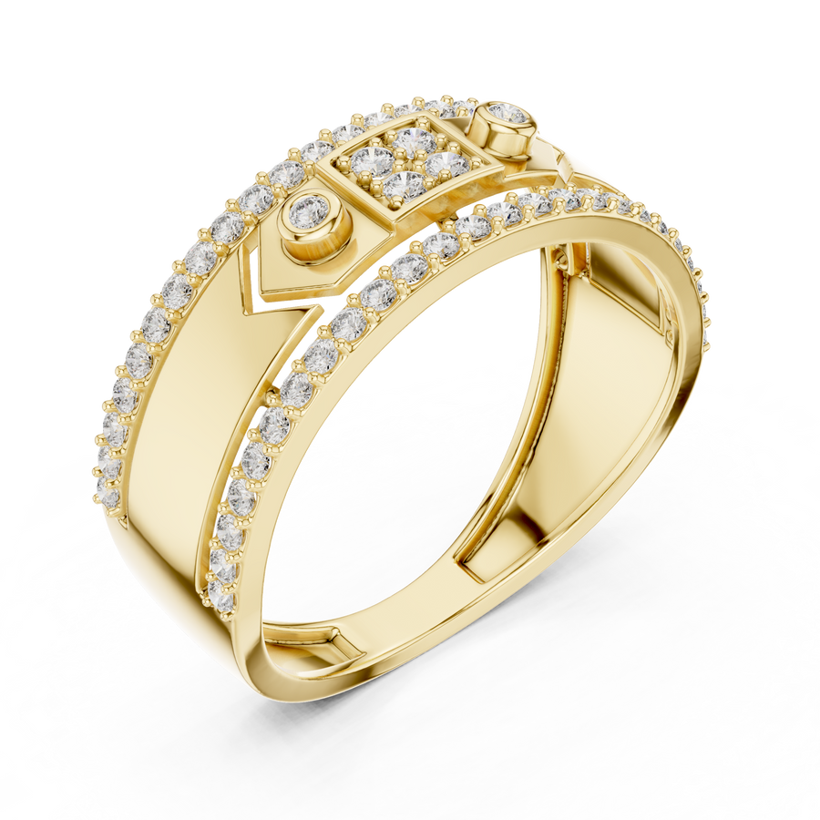 Cyravienne Linear Pavé Band  Diamond Ring