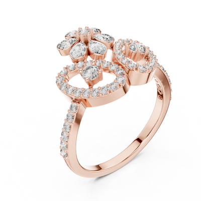 Lunavienne Floral Butterfly Diamond Ring