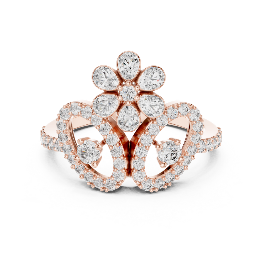 Lunavienne Floral Butterfly Diamond Ring