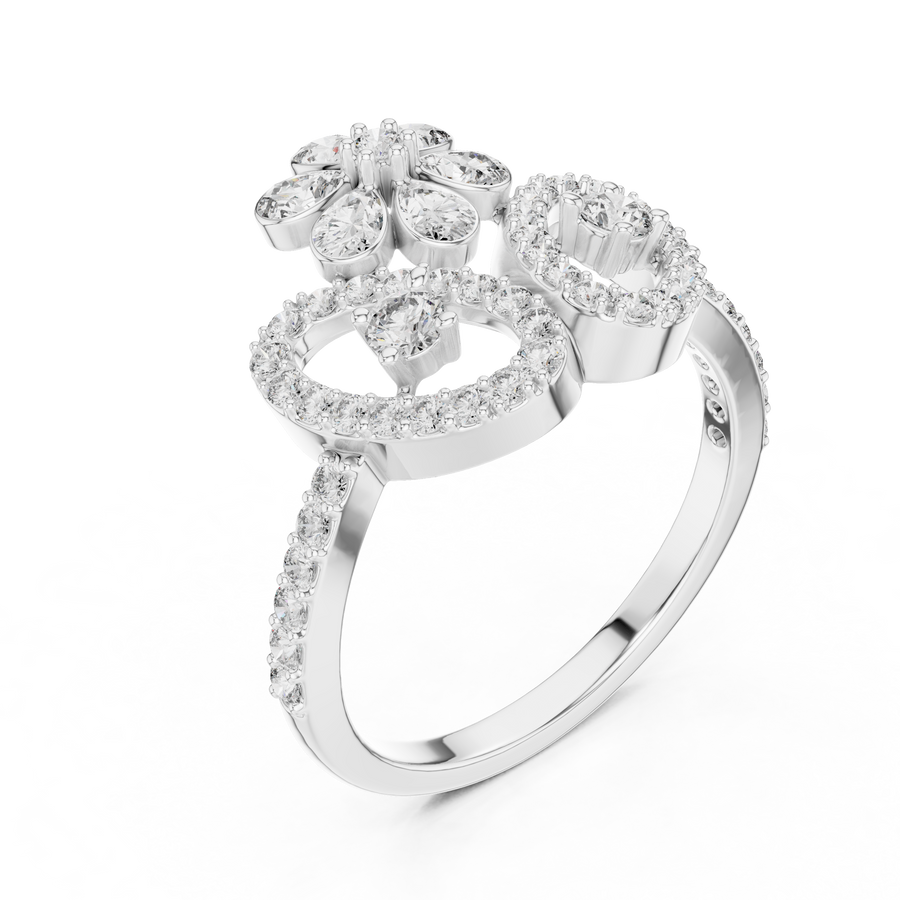 Lunavienne Floral Butterfly Diamond Ring