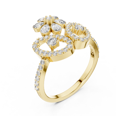 Lunavienne Floral Butterfly Diamond Ring