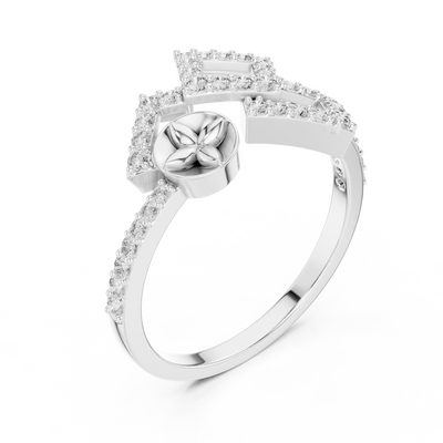 Avelienne Geometric Floral Diamond Ring