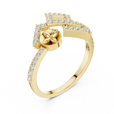 Avelienne Geometric Floral Diamond Ring