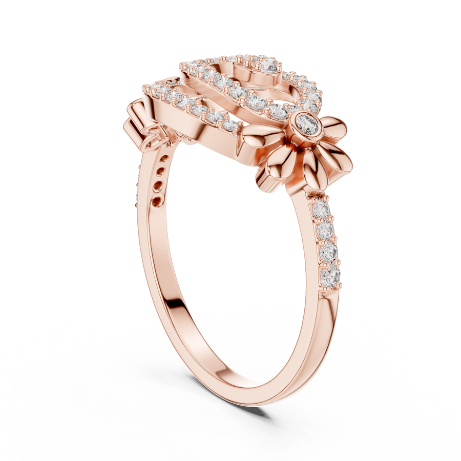 Lunavienne Oval Floral Halo Diamond Ring