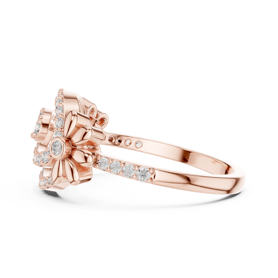 Lunavienne Oval Floral Halo Diamond Ring