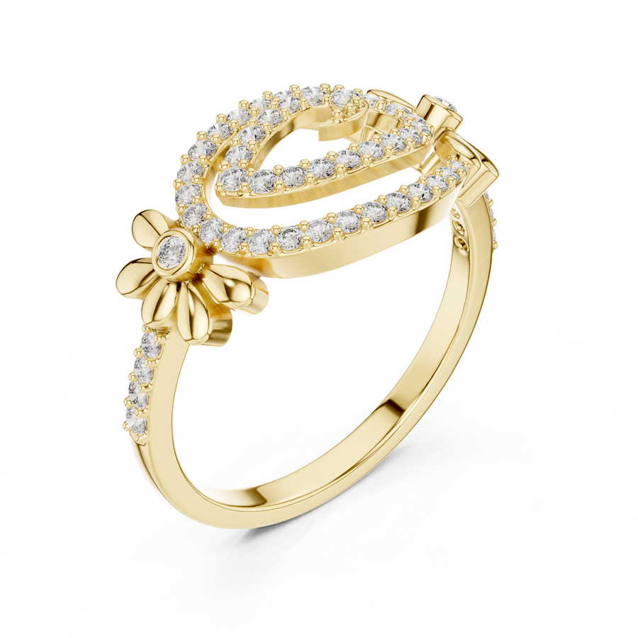 Lunavienne Oval Floral Halo Diamond Ring