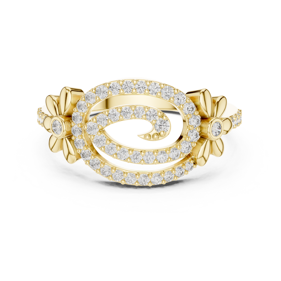 Lunavienne Oval Floral Halo Diamond Ring