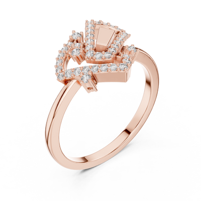 Virelliane Geometric Halo Diamond Ring