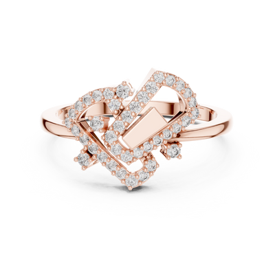Virelliane Geometric Halo Diamond Ring