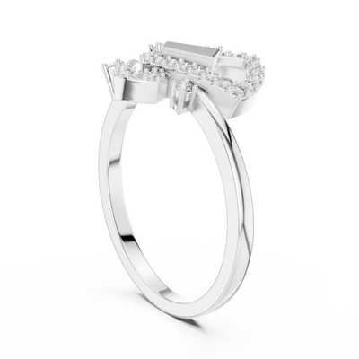 Virelliane Geometric Halo Diamond Ring
