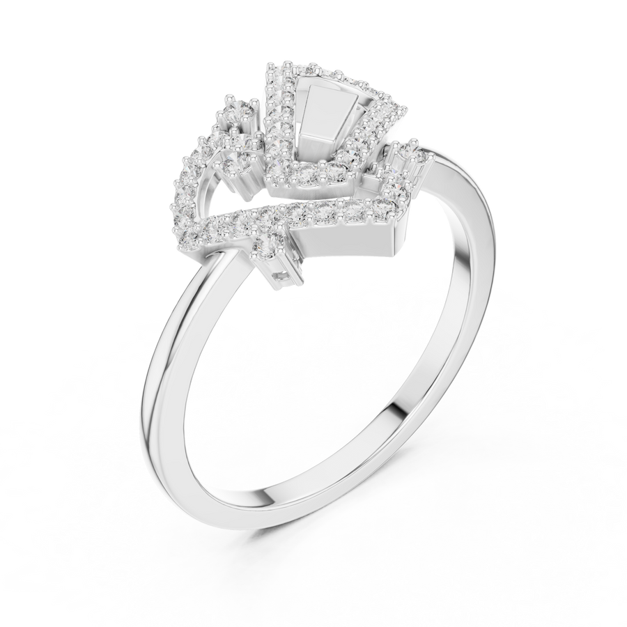 Virelliane Geometric Halo Diamond Ring
