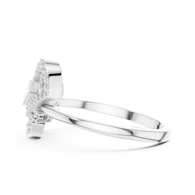 Virelliane Geometric Halo Diamond Ring