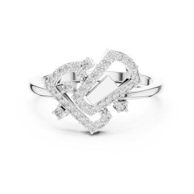Virelliane Geometric Halo Diamond Ring