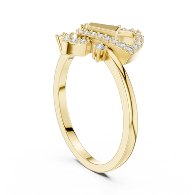 Virelliane Geometric Halo Diamond Ring