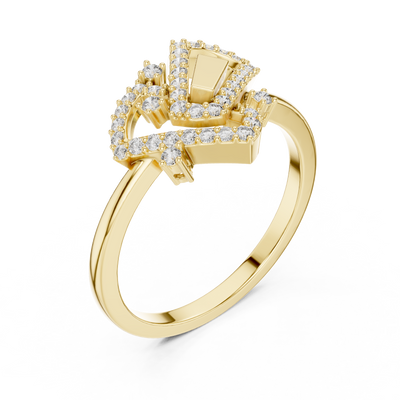 Virelliane Geometric Halo Diamond Ring